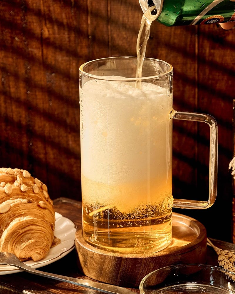 FLFK 20 oz Glass Coffee Mug with Lid - Large Clear Tea Mug, Beer Mug and Big Coffee Mug - Image 5